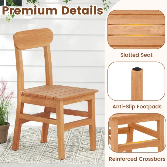 Costway 1/2 PCS Patio Teak Wood ChairWooden Armless Dining Chair with Slatted Seat {6}
