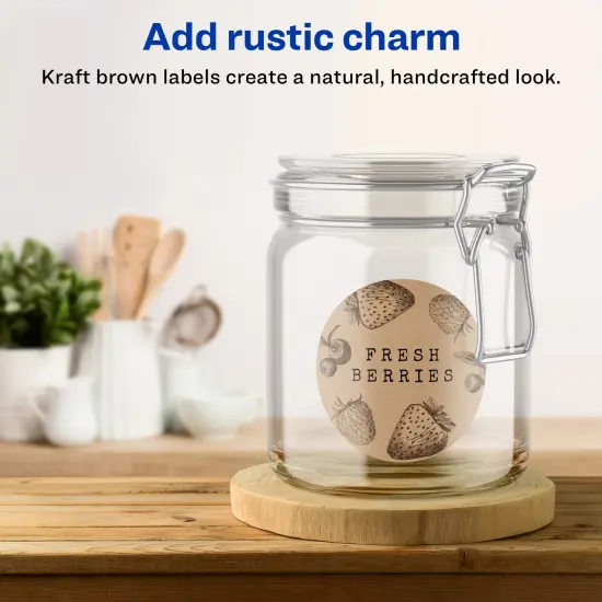 Avery Kraft Brown Round Labels with Sure Feed, 3.5" diameter {2}