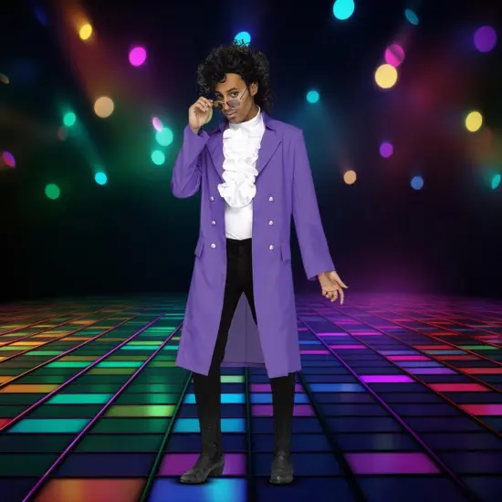 Purple Pain Rock Star Costume Wig Adult Men {4}