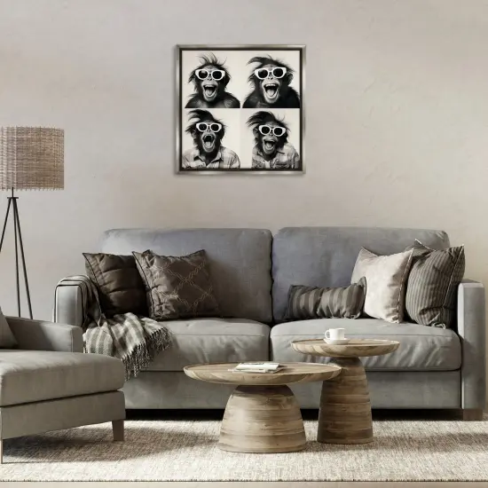 Stupell Industries Fun Sunglasses Monkey Framed Floater Canvas Wall Art Design by Roozbeh Bahramali {2}