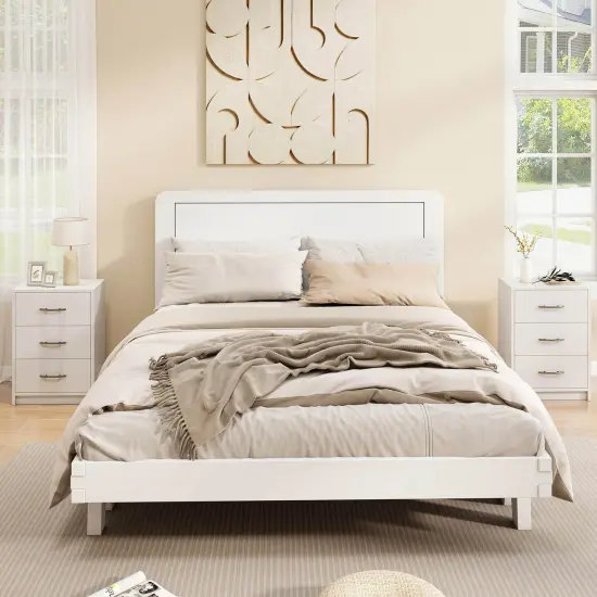 Costway 1/2 PCS 3-Drawer Nightstand Modern Bedside Table with Storage Anti-Toppling Kit for Bedroom White {2}