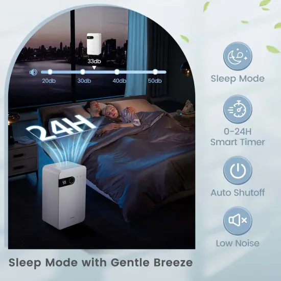 Costway32-Pint Portable Dehumidifier with Sleep Mode 2,500 Sq. ft Coverage Area {3}