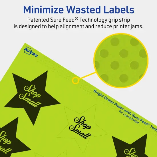 Avery Bright Green Paper Labels, 2-1/4" x 2-3/8" Star {4}