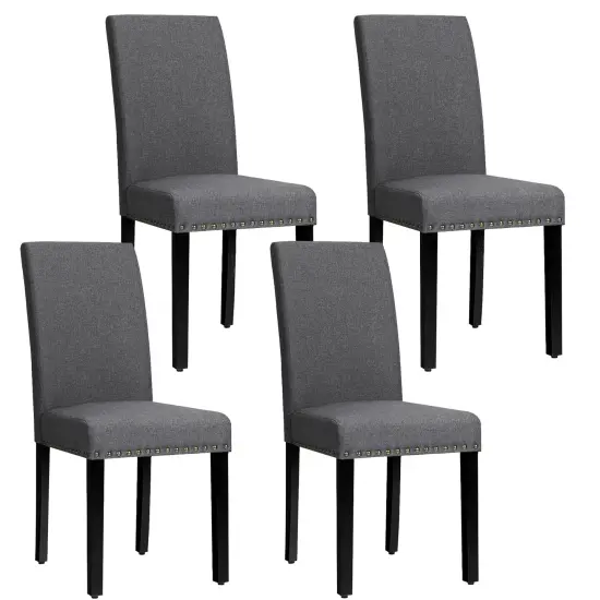 Costway Set of 4 Fabric Dining Chairs w/Nailhead Trim {1}