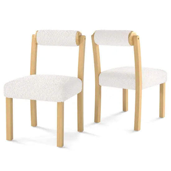 Costway Wooden Dining Chair Set of 2/4 Faux Sherpa Upholstered Kitchen Dining Room Chairs {7}