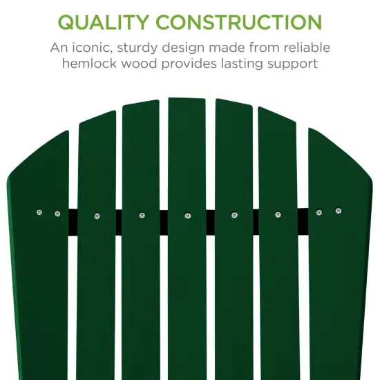 Best Choice Products Folding Adirondack Chair Outdoor, Wooden Accent Lounge Furniture w/ 350lb Capacity Yard Green {4}