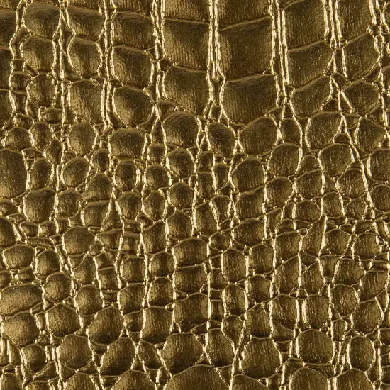 1 Yard Faux Crocodile Vinyl Fabric For Upholstery Handbags Wallets Crafts 54 Inch Width Gold {1}