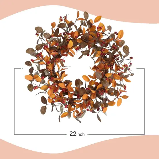 Artificial Fall Wreath with Olive Leaves & Berries {2}