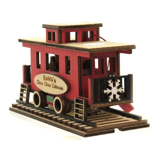 Ginger Cottages 2.75 In Santa's Choo Choo Caboose Tree Ornament , Ornament Rail Road Train Beige {3}