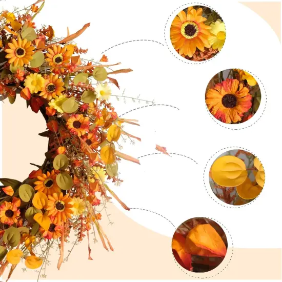 22 Inch Fall Autumn Harvest Wreath {2}