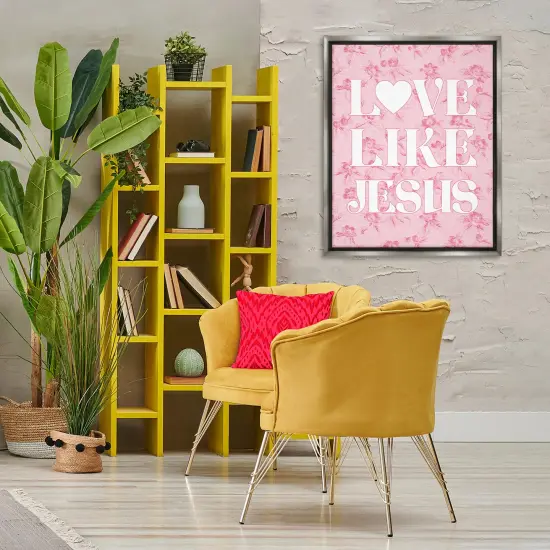 Stupell Industries Love Like Jesus on Floral Floater Framed Canvas Wall Art Design by Daphne Polselli {2}