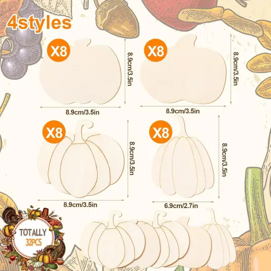 32 Pcs Thanksgiving Wooden Pumpkin {2}