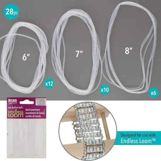The Beadsmith Deb Moffett-Hall&rsquo;s Endless Loom Bands, Clear Color, 28 Piece Assortment Pack, Use with The Endless Loom {2}