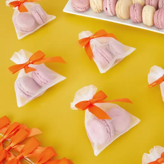 Bright Creations 100 Pack Orange Twist Tie Bows for Treat Bags, 3" Small Satin Ribbons for Craft Decoration, Gift Wrap, Themed Party Favors, Baked Goods {3}