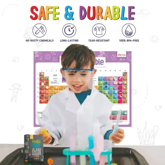 merka Periodic Table For Kids Table Periodic Table Gifts Learning and Educational Toys Chemistry And Science Education Set With 4 Posters 118 Flashcards And Practice Book with Exercises And Puzzles Multicolor {7}