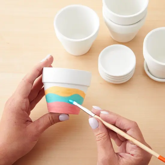 3 Inch 12 Pack White Clay Mini Terracotta Pots with Saucers and Drainage Hole, Paintable Pottery for Succulents, Planter, Flowers, Cactus, Garden Crafts, and Wedding Decor {2}