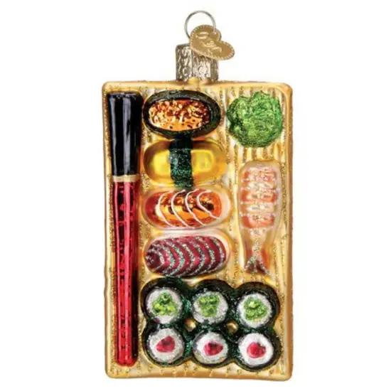 Old World Christmas 4.0 Inch Sushi Platter Christmas Tree Ornament , Ornament Rolls Fish Sashimi Maki Wasabi Multicolored {1}