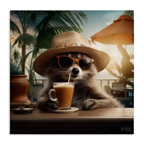 Stupell Industries Animal Sipping Tropical Drink Canvas Wall Art Design by RB {1}