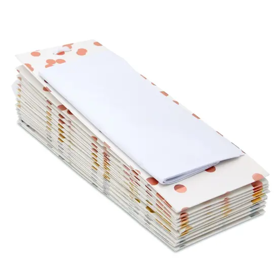 12-Pack Wine Gift Bags with Ribbon Handles and Tissue Paper for Wine Bottles, Liquor, Champagne, Sparkling Cider, Elegant Polka Dot Foil Designs (3 Colors, 13.8x5x4 in) White {5}