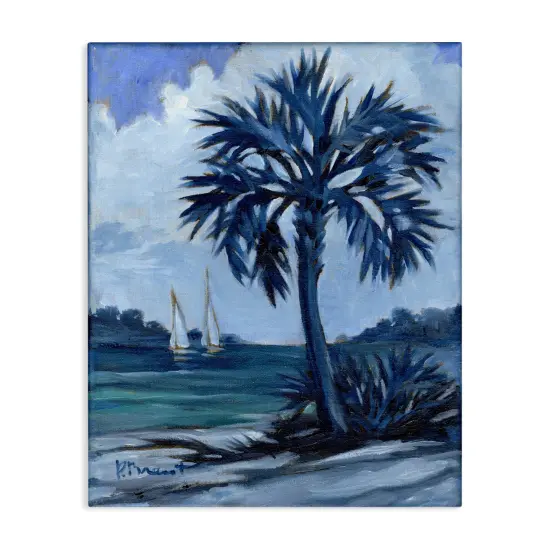 Stupell Industries Blue Palm Impressions Canvas Wall Art Design by Paul Brent {1}