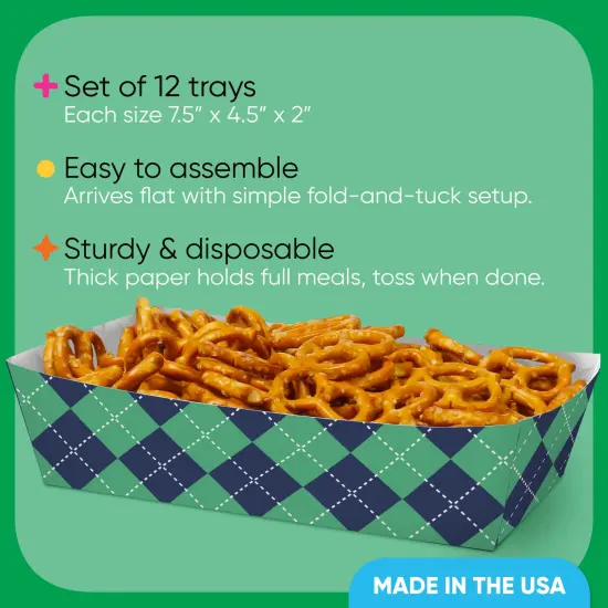 Big Dot of Happiness Golf Party Paper Food Trays, Disposable Double-Sided Paper Food Holders for Nachos, Hot Dogs, French Fries - 12 Ct {4}