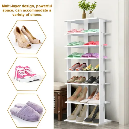 Costway Patented Wooden Shoes Storage Stand 7 Tiers Big Shoe Rack Organizer Multi-Shoe Rack {6}