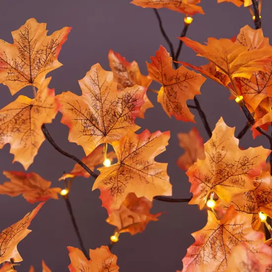 6FT 120LED Artificial Lighted Maple Tree Warm White Fall Decorations Indoor Ourdoor, Orange {4}