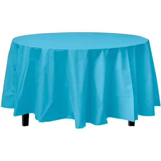Exquisite Disposable Round Plastic Tablecloths &ndash; 12 Pack 84" Disposable Table Cloths &ndash; Indoor/Outdoor Party Tablecloth &ndash; Round Plastic Table Cover for Events & Party Supplies Turquoise {3}