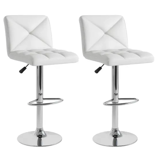 Costway Modern Bar Stools Set of 2 PU Leather Upholstered Swivel Counter Stools with Back Black/Brown/White {9}