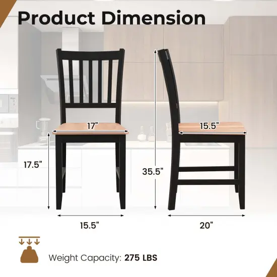 Set of 4 Dining Chair Kitchen Black Spindle Back Side Chair with Solid Wooden Legs {3}