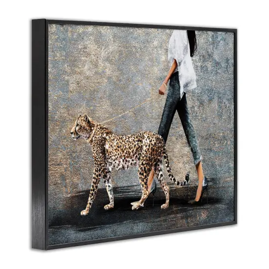 Stupell Industries Trendy Woman with Leopard Framed Giclee Wall Art Design by Svetlana Aleynikova {3}
