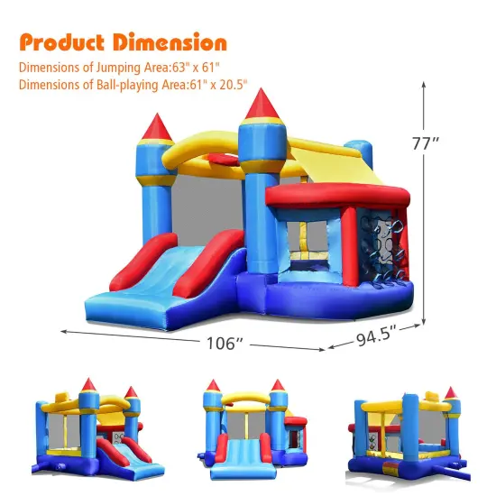 Costway InflatableBounce House Castle Slide Bouncer Kids Shooting Net {3}
