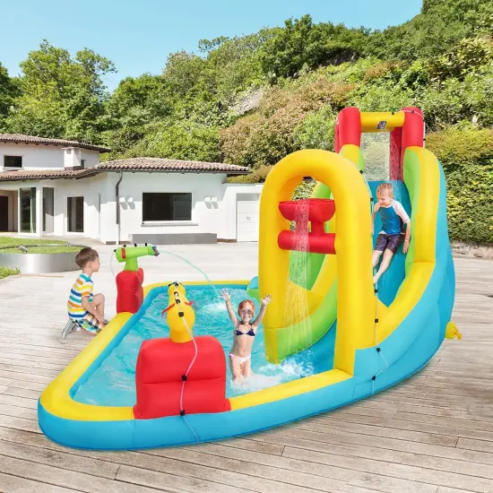 Costway Inflatable Water Slide Kids Splash Pool Bounce House with 480w Blower {2}