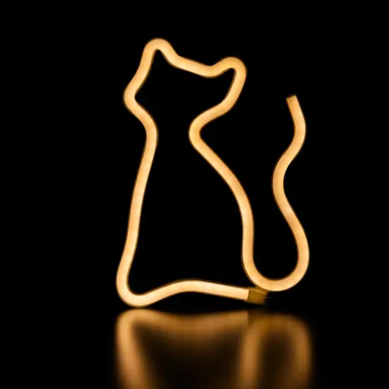 Northlight LED Cat Neon Lighted Wall Art - 9" - White {1}