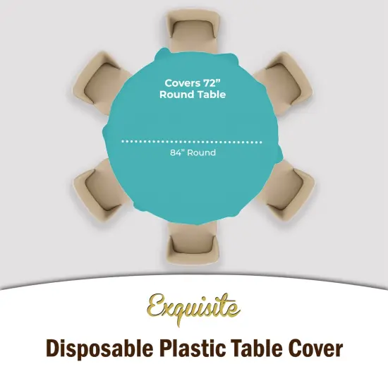 Exquisite Disposable Round Plastic Tablecloths &ndash; 6 Pack 84" Disposable Table Cloths &ndash; Indoor/Outdoor Party Tablecloth &ndash; Round Plastic Table Cover for Events & Party Supplies Aqua {2}