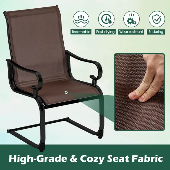 Costway Set of 2 Patio Chairs C-Spring Motion Chairs with Quick-drying & Breathable Fabric {6}