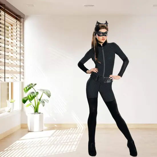 Women&rsquo;s Catwoman Costume with Jumpsuit Eyemask and Belt for Comic Events {1}