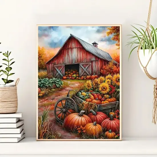 11.8x15.7 Inch - Farmhouse Pumpkin Cart Diamond Painting Kits for Adults {3}