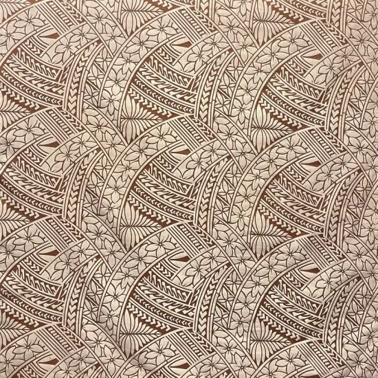 1 Yard Hibiscus Traditional Polynesian Tattoo Poly Cotton Fabric Tropical Print 45 Inch Width Black {6}