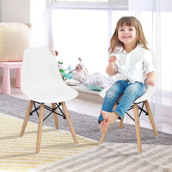 Costway 4 PCS Kids Chair Set Mid-Century Modern Style Dining Chairs w/ Wood Legs {2}