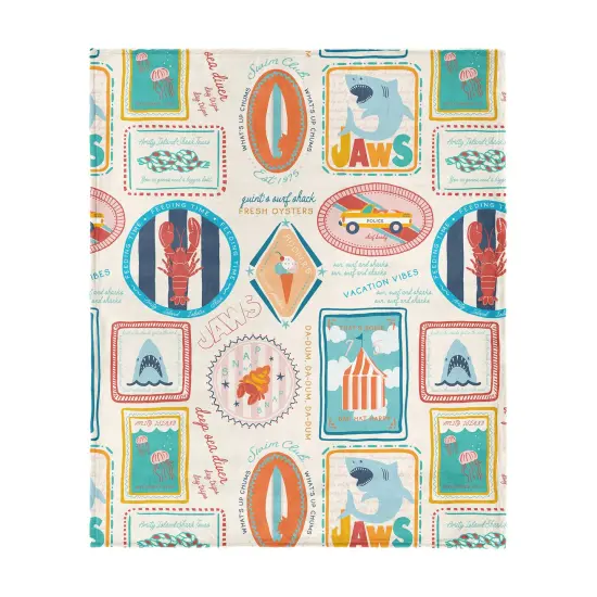 Universal Jaws Silk Touch Throw Blanket Jaws Post Stamps {11}