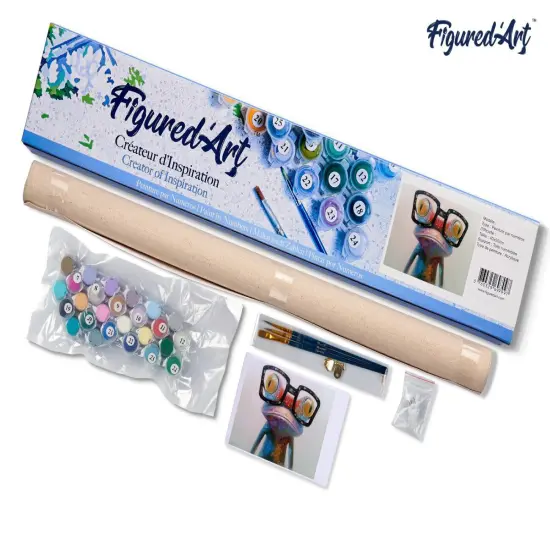 Figured'Art Paint by Numbers Kit for Adults Frog and Eyewear 16"x20" - Craft Art Painting DIY Kit Rolled Canvas without frame {5}