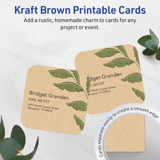 2-1/2" x 2-1/2" Square Rounded Corners, Kraft Brown Business Cards {2}