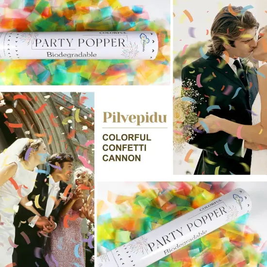 Biodegradable Confetti Cannon,6Pack Biodegradable Mulitcolor Confetti Poppers Party Shooters,12inch Party Poppers For Lawns Wedding,Birthday,Celebrations,Photo Shoots and New Years. {4}