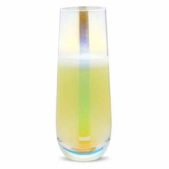 4 Pack Iridescent Champagne Flutes, Stemless Wine Glasses for Cocktails, Mimosas, Bars (10 oz) Clear {7}