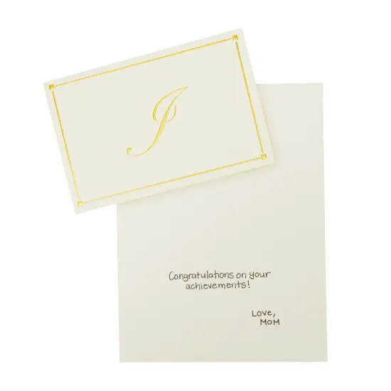 Gold Foil Letter I Personalized Blank Note Cards with Envelopes 4x6, Initial I Monogrammed Stationery Set (Ivory, 24 Pack) White {3}