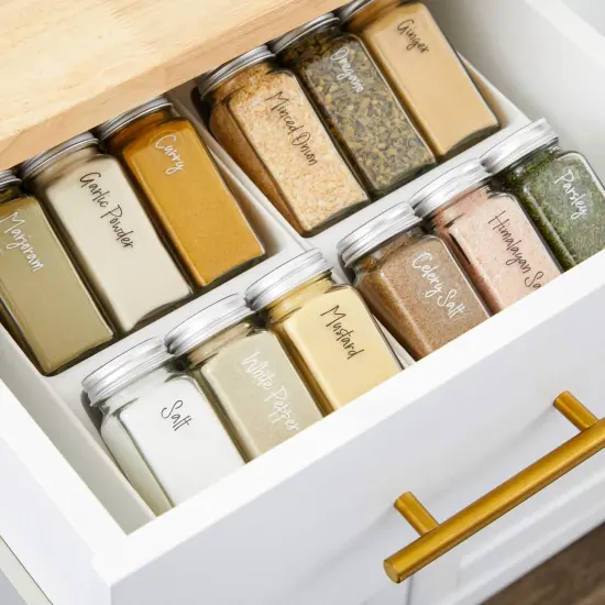 Talented Kitchen Spice Drawer Organizer with Jars and Labels with 18 Empty 4-oz Spice Bottles (5.9 x 15 In) Clear {2}