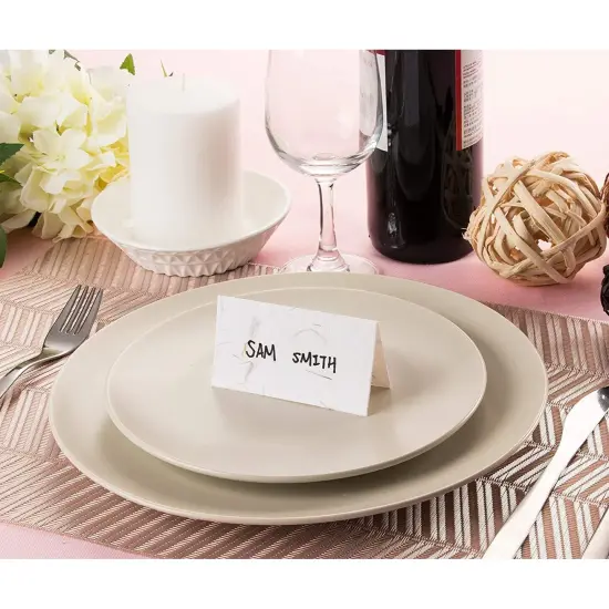 Place Cards - 60-Pack Handmade Tent Cards, Foldover Table Number Placecards, Seat Assignment Decoration for Wedding Party, Holiday Dinner, Restaurant, 200GSM, Marigold Flower Design, 2 x 3.5 Inches {3}