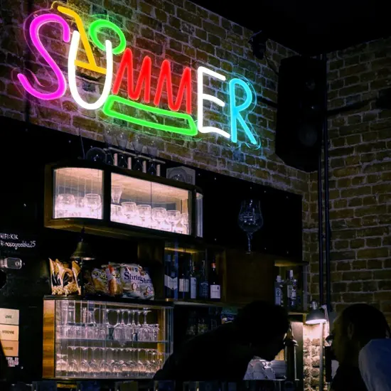 Summer Neon Surf Wave Sign &ndash; USB Powered Tropical LED Wall Decor for Bar, Game Room & Living Room {5}