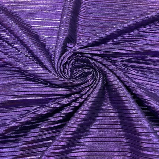 1 Yard Metallic Foil Accordion Pleated Polyester Fabric Lightweight Pleated Foil Sheer 58-60 inches width Purple {1}